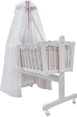 Produktbild von Vitalispa Babybett , 100 x 77 cm mit Rollen, Weiß/Beige