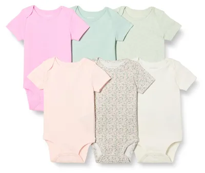 Produktbild von A. Essentials Unisex Baby Kurzärmelige Bodys aus Gerippter Baumwolle, 6er Pa
