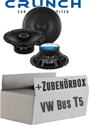 Produktbild von VW Bus T5 Front - Lautsprecher Boxen Crunch GTS62 - 16,5cm 2-Wege Koax GTS 62 Auto Einbauzubehör - Einbauset