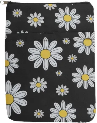 Produktbild von Buchhülle mit Blumen-Druck - Waschbare Stoffhülle - Schubfach mit Reißverschluss - 28 x 21 cm