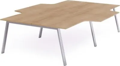 Produktbild von Mehrfacharbeitstisch Blanca L-Form BxTxH 320x163x240x73cm Gestell verchromt Platte Melamin buche