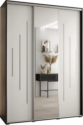 Produktbild von MEBLE KRYSPOL Davos 13 Schrank, drei Türen - 235,2x180x45 cm - Schwarz Weiß Silber