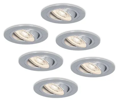 Produktbild von hoftronic LED Einbaustrahler 6W 570lm 4000K Dimmbar Schwenkbar Edelstahl 6er Set