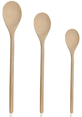 Produktbild von Holz-Kochlöffel Set - 3-teilig zum Kochen, Backen und Rühren - 20,5 cm, 25,5 cm, 30,5 cm
