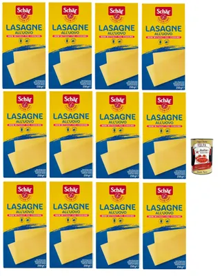 Produktbild von SCHÄR Senza Glutine Lasagne all'uovo, Glutenfrei Eiernudel Pasta nudeln, gluten free pasta, 12x 250g + Italian Gourmet polpa 400g