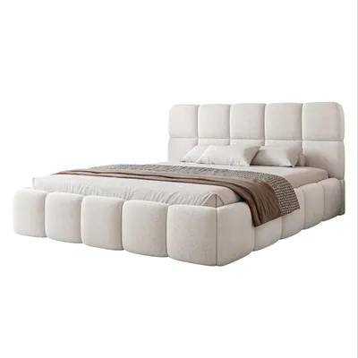 Obrázek produktu pro Čalouněná postel CERETTO 180x200, bílá bouclé, s úložným prostorem a roštem