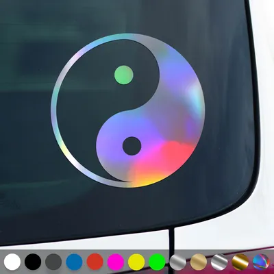 Produktbild von PantherPixel Yin und Yang Aufkleber Jing und Jang Taiji Zeichen Dao Sticker Auto Geschenkidee Farbe Oilslick-Hologramm