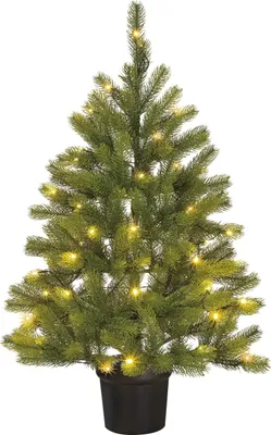 Produktbild von Black Box Trees Nagoya Künstlicher Weihnachtsbaum im Topf mit LED-Beleuchtung - H90 x Ø55 cm - Grün
