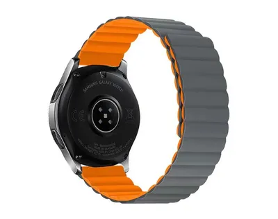 Produktbild von SYSTEM-S Armband 20 mm aus Silikon magnetisch für Smartwatch in Orange Grau
