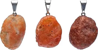 Immagine prodotto di Ciondolo con pietra preziosa grezza di agata di fuoco - confezione da 3 pezzi - ±2 cm