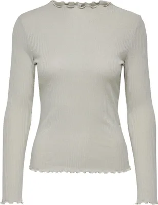 Produktbild von ONLY Rippen-Top mit Rüschenkragen und Langarm-Design Größe: XS