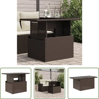 Produktbild von The Living Store Gartentisch mit Glasplatte Braun 100x55x73 cm Poly Rattan