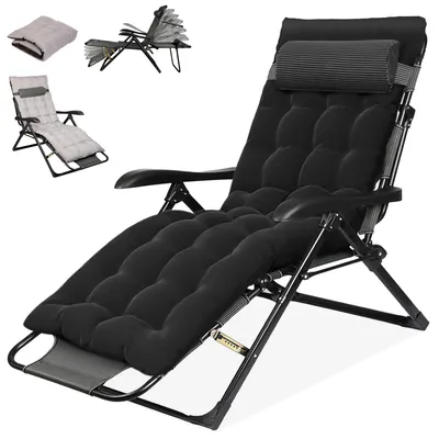 Image de Chaise longue pliable extra large - Chaise de jardin - Chaise de relaxation - Dossier réglable 7 positions