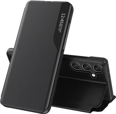 Produktbild von Eco Leather View Hülle für Samsung Galaxy A24 4G mit Klappständer schwarz