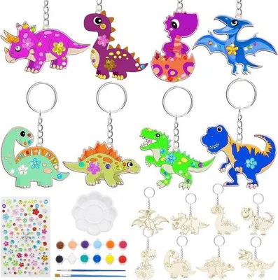 Produktbild von Kreatives Holzspielzeug-Set für Kinder - Dino-Schlossanhänger - Mädchen Geschenk - Holzspielzeug für Kinder - Dinosaurier-Thema
