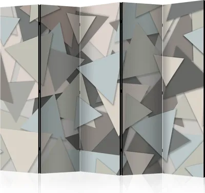 Produktbild von Akusticher Raumteiler geometrische Muster Foto Paravent 225x172 cm beidseitig auf Vlies-Leinwand bedruckt Akustikschaum Trennwand Spanische Wand Sichtschutz Home Office Dreieck f-A-0679-z-c