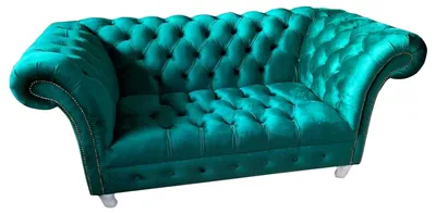 Produktbild von Chesterfield Luxus Sofa 2 Sitzer Textil Couch Blau Sofas Grüne Couchen