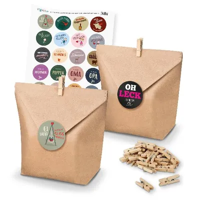 Produktbild von itenga SET Geschenktüten Geschenkesticker Saarländisch (Motiv 80) 24 x Tüten + K