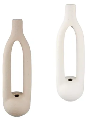 Obrázok produktu pre Gilde Vase, "Single", porcelán, béžová, biela, výška 26 cm, priemer 8 cm, kód: 55315, EAN: 4063387553152, 2 kusy (2 kusy v rôznych odtieňoch)
