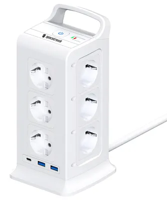Obrázek produktu pro Vertikální prodlužovací kabel 12xAC, 2xUSB, 1xUSB-C W