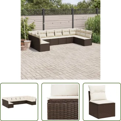 Produktbild von The Living Store 10-tlg. Garten-Sofagarnitur mit Kissen Braun Poly Rattan