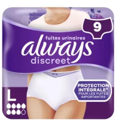 Image de Always Discreet - culottes pour fuites urinaires, taille L, lot de 9