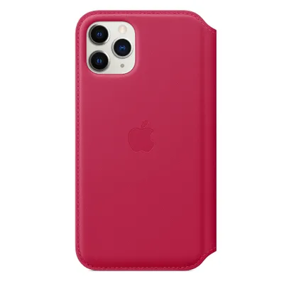 Produktbild von Apple Folio - Flip-Hülle für Mobiltelefon - Leder - himbeerfarben - für iPhone 11 Pro