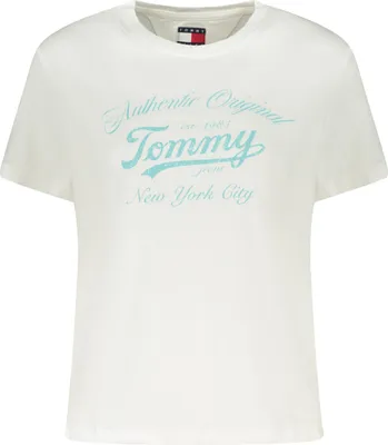 Produktbild von Damen Weißes Kurzarm-T-Shirt mit Logoaufdruck und recycelter Viskose