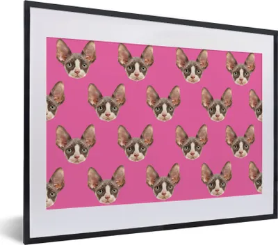 Produktbild von MuchoWow® MuchoWow® Gerahmtes Poster Haustier - Rosa - Muster 40x30 cm - Poster mit zchwarzem Bilderrahmen - Bilderrahmen - Poster im Rahmen
