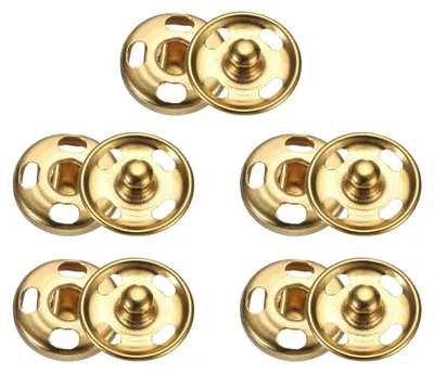 5 Druckknöpfe 12 mm, Gold, Metall, zum Aufnähen