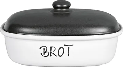 Produktbild von Pfeiffer-Gerhards Brottopf oval mit Schrift 'Brot' 34 x 23 cm, weiß/schwarz