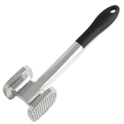 Produktbild von Fackelmann Fleischklopfer 28 cm, Fleischhammer aus Aluminium, Schnitzelklopfer mit 2 Klopfflächen (Farbe: Silber/Schwarz)