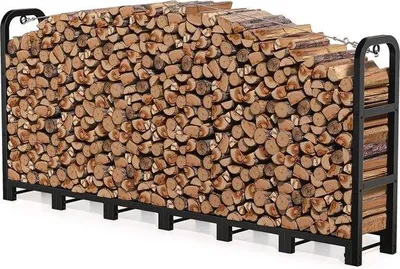 Produktbild von Famanu Holzlager 2,4 m - Stabil, Einfach zu Montieren, Robustes Stahl, Schwarz