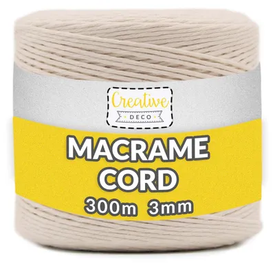 Productafbeelding van Creative Deco 300 m Beige Macrame Koord, 2-3 mm Dikte 12-laags