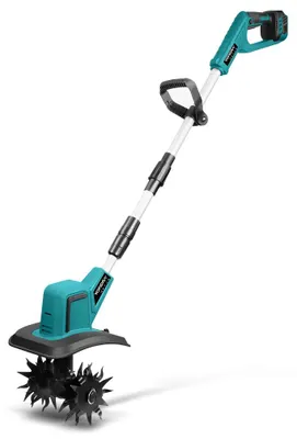 Zdjęcie produktu dla Elektryczna glebogryzarka – akumulatorowa motyka do obróbki gleby – silnik bezszczotkowy 21V – 1500W – szerokość robocza 20 cm, głębokość 15 cm – bez akumulatora
