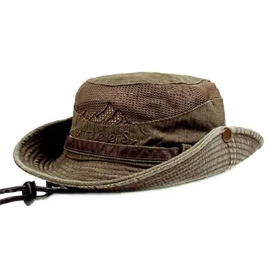 Produktbild von Sonnenhut aus Baumwolle, UV-Schutz, Safari, Wanderhut, Gartenhut mit Kinnriemen, Outdoor-Angelhut, Buschwandern, Eimerhut Kaffee