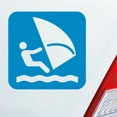 Produktbild von Auto Aufkleber Windsurfer Surfing Wind Surfer Kite Sport 10x10 cm Hellblau Sticker Heckscheibenaufkleber