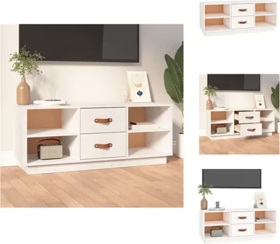 Produktbild von vidaXL TV-Schrank Weiß 100x34x40 cm Massivholz Kiefer -  TV-Möbel