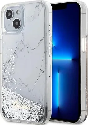 Produktbild von GUESS Handyhülle passend für IPHONE 13 / 14 / 15 GUHCP14SLCSGSGH (Liquid Glitter Marble) weiß