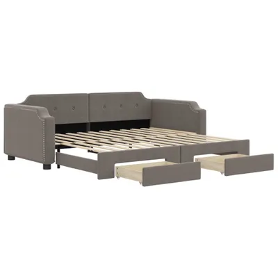 Produktbild von Tagesbett Ausziehbar mit Schubladen Taupe 80x200 cm Stoff
