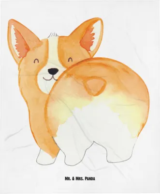 Produktbild von Mr. & Mrs. Panda Plaid Corgi Po - Weiß - Geschenk, Babydecke, Schmusedecke, Hund, Sprüche, Corgie, Kinderwagendecke, Schlummerdecke, Fleecedecke, Spruch