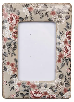 Productafbeelding van Clayre & Eef fotolijst, 9x13 cm, beige, keramiek, met bloemenmotief