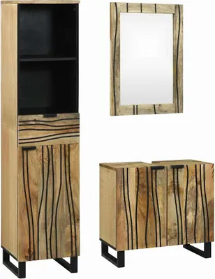 Imagen del producto de Juego de muebles de baño 3 uds. Natural Madera de ingeniería