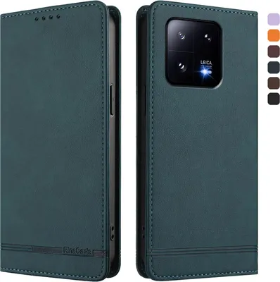 Produktbild von Hülle für Xiaomi 13 Pro, Retro Kunstleder Ständer Klapphülle mit Kartenfächer und Magnetische Grün