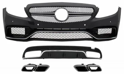 Productafbeelding van Bodykit voor Mercedes C-klasse W205 S205, bestaande uit: diffuser, voorbumper in C63-stijl, achterbumper en uitlaatsierstukken.