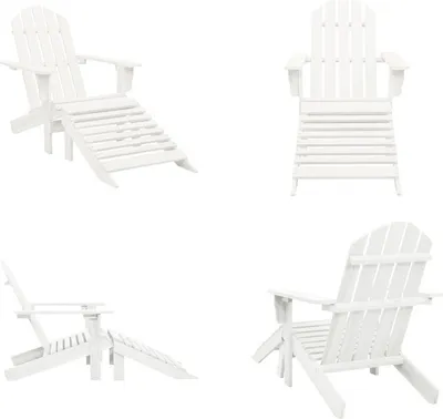 Image de vidaXL Fauteuil de jardin avec repose-pieds Bois Blanc - Chaise de jardin - Chaises de jardin - Chaise de jardin Avec repose-pieds