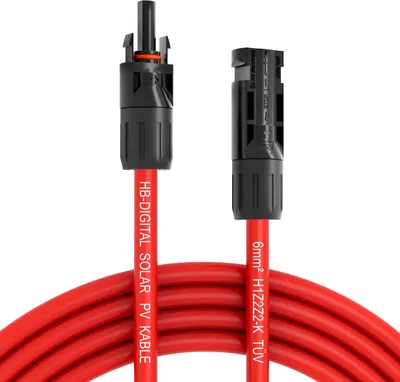 Produktbild von hb-digital 50m Solarkabel 6mm² H1Z2Z2-K Solarstecker Solarbuchse Photovoltaik PV Kabel rot