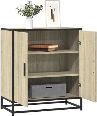 Zdjęcie produktu dla vidaXL Kredens dąb sonoma 68x35x76 cm Materiał drewnopochodny i metal