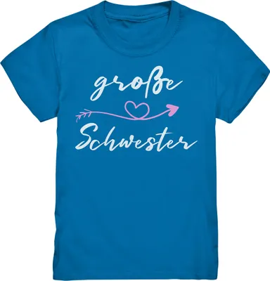 Produktbild von Große Schwester T-Shirt Herz Große Schwester Geschenk – Royal Blue / 134/146 (9-11)