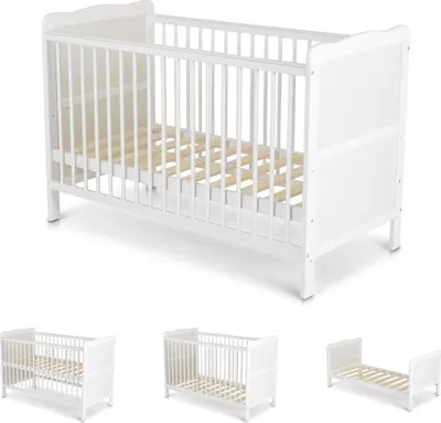 Produktbild von Cangaroo Babybett 2 in 1 Gitterbett Albero Kinderbett 120 x 60 cm Holz 3 Ebenen weiß